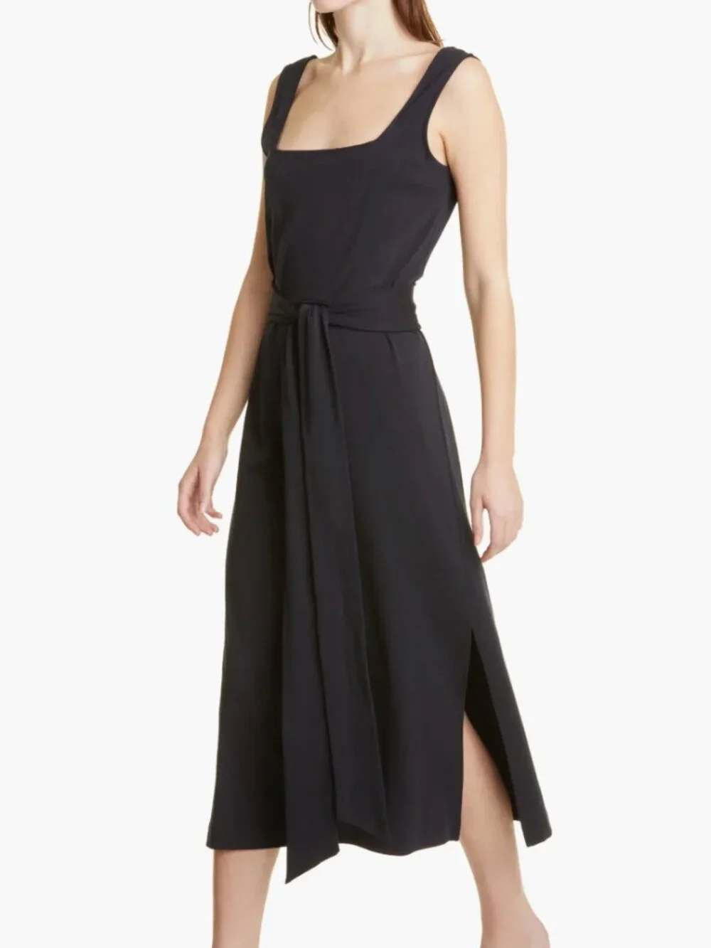 NWT Vince Belted Square Neck Midi Dress - S - Picture 4 of 9